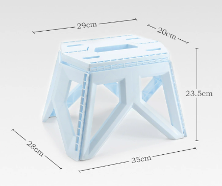 Blue Portable Folding Stool - Compact Lightweight Plastic Step Stool for Camping, Fishing, Kids, and Home Use