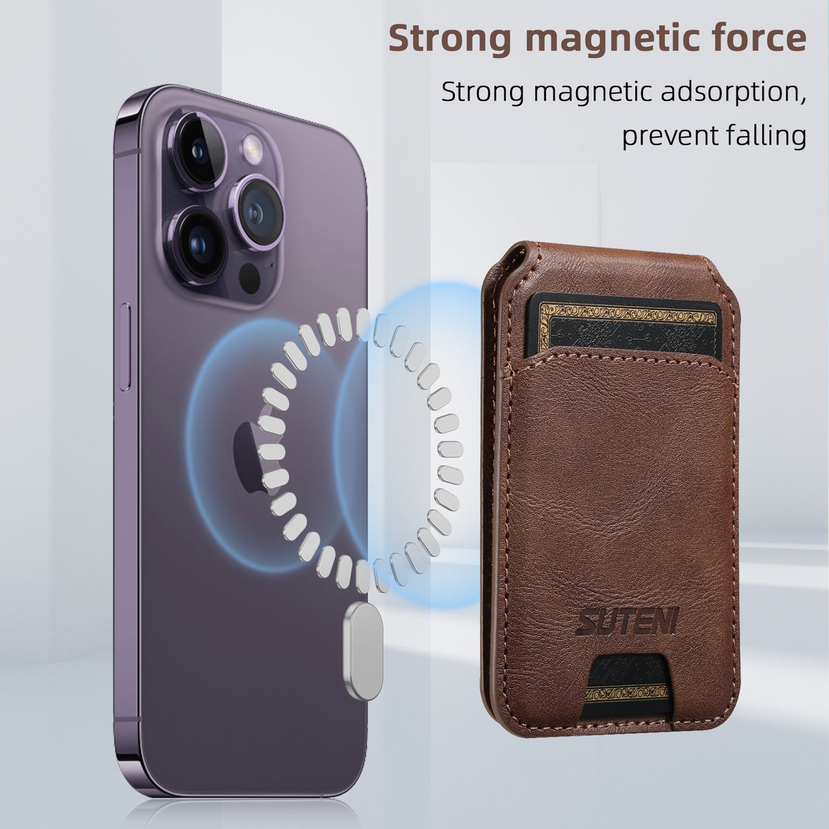 Navy Blue Slim Magnetic Wallet with Kickstand for MagSafe - PU Leather Card Holder