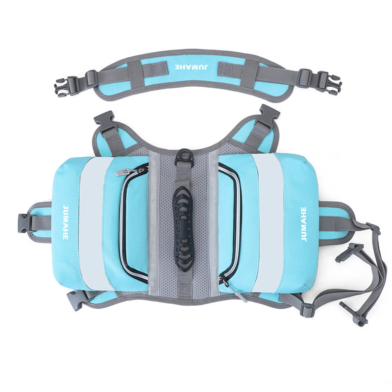Blue Saddle Bag Dog Backpack - Adjustable Harness Pack for Hiking, Camping &amp; Travel with Medium to Large Dogs