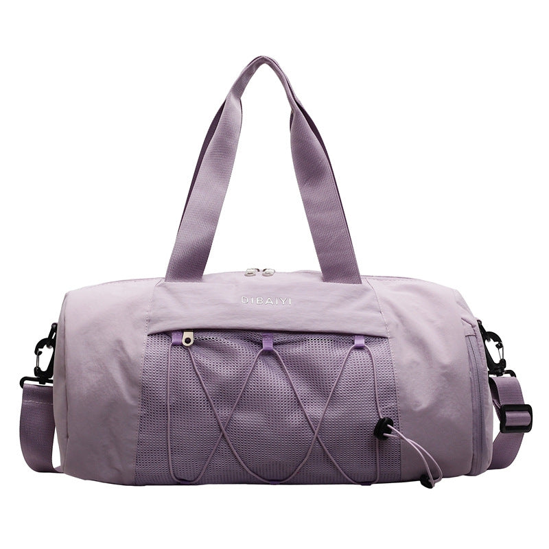 Purple Stylish Sports Gym Bag for Women - Lightweight Travel Duffel with Wet/Dry Pocket