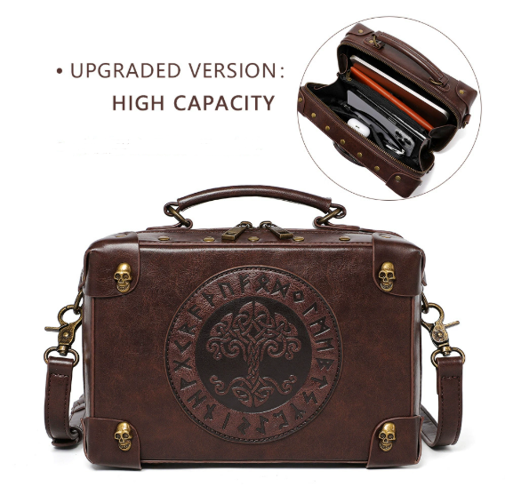 Retro Steampunk Satchel Bag with Decorative Clock & Gears - Gothic Crossbody Purse
