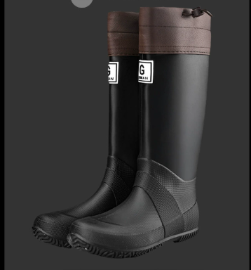 40# Black Foldable Knee-High Rain Boots - Packable Waterproof Non-Slip Wellies for Travel &amp; Festivals