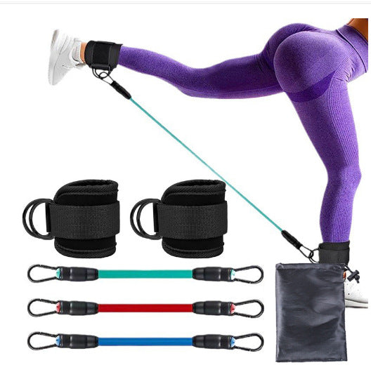 Red-blue-green  Black SnapResistance Bands Set with Ankle Straps for Glute Kickbacks &amp; Leg Workouts (10-30lbs)