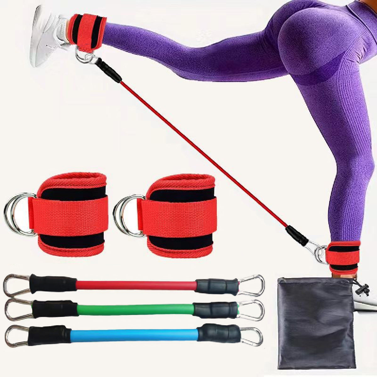 Red  Silver SnapResistance Bands Set with Ankle Straps for Glute Kickbacks &amp; Leg Workouts (10-30lbs)