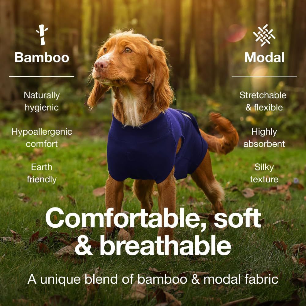 M/L Blue Premium Pet Physiological Suit - Comfortable & Breathable Bamboo Modal Recovery Suit