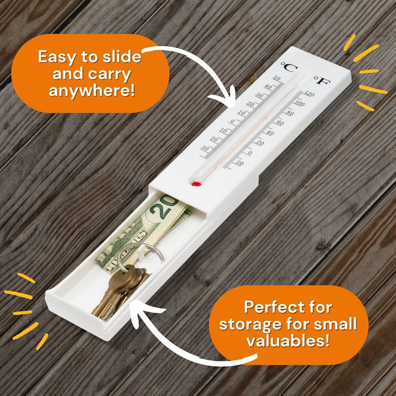 2-Pack Outdoor Fake Thermometer Diversion Safe - Hidden Key, Money, Medicine Hiding Box