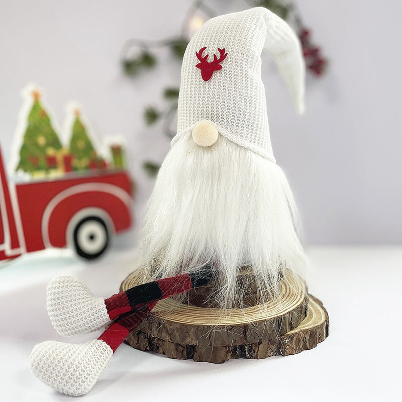 2-Pack Christmas Gnome Decorations - Red &amp; White Long Leg Faceless Santa Elf Plush Ornaments