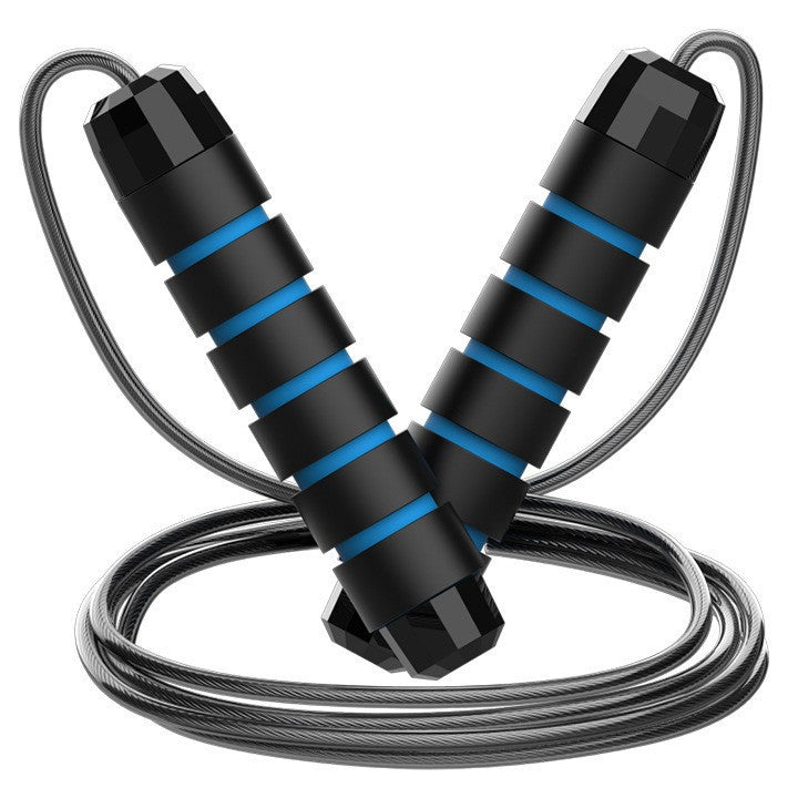 5 PCS Black-blue Adjustable Steel Wire Speed Jump Rope Set - Professional Fitness Rope with Ball Bearings for Cardio, Boxing & Workout