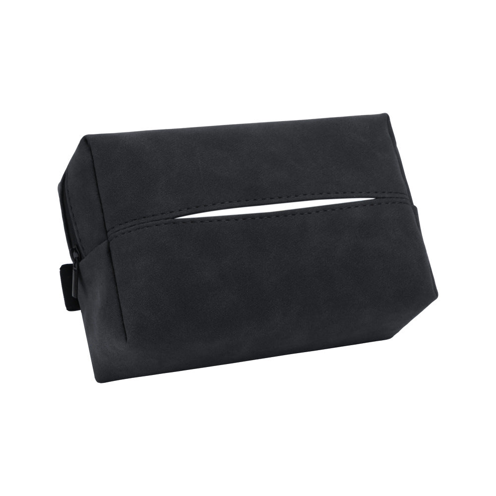 Black 2-Pack  Luxury Faux Suede Car Tissue Box - Visor Clip & Strap for Armrest or Seat Back
