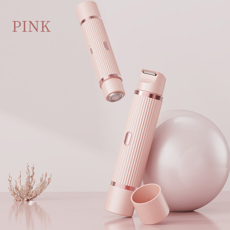 Pink Rechargeable 2-in-1 Electric Shaver for Women - Dual-Head Bikini Trimmer &amp; Body Hair Remover