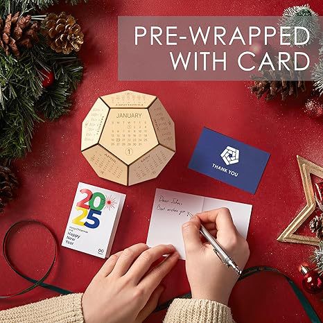 Unique Geometric Wooden Perpetual Desk Calendar - Manual DIY Block Calendar for Home & Office