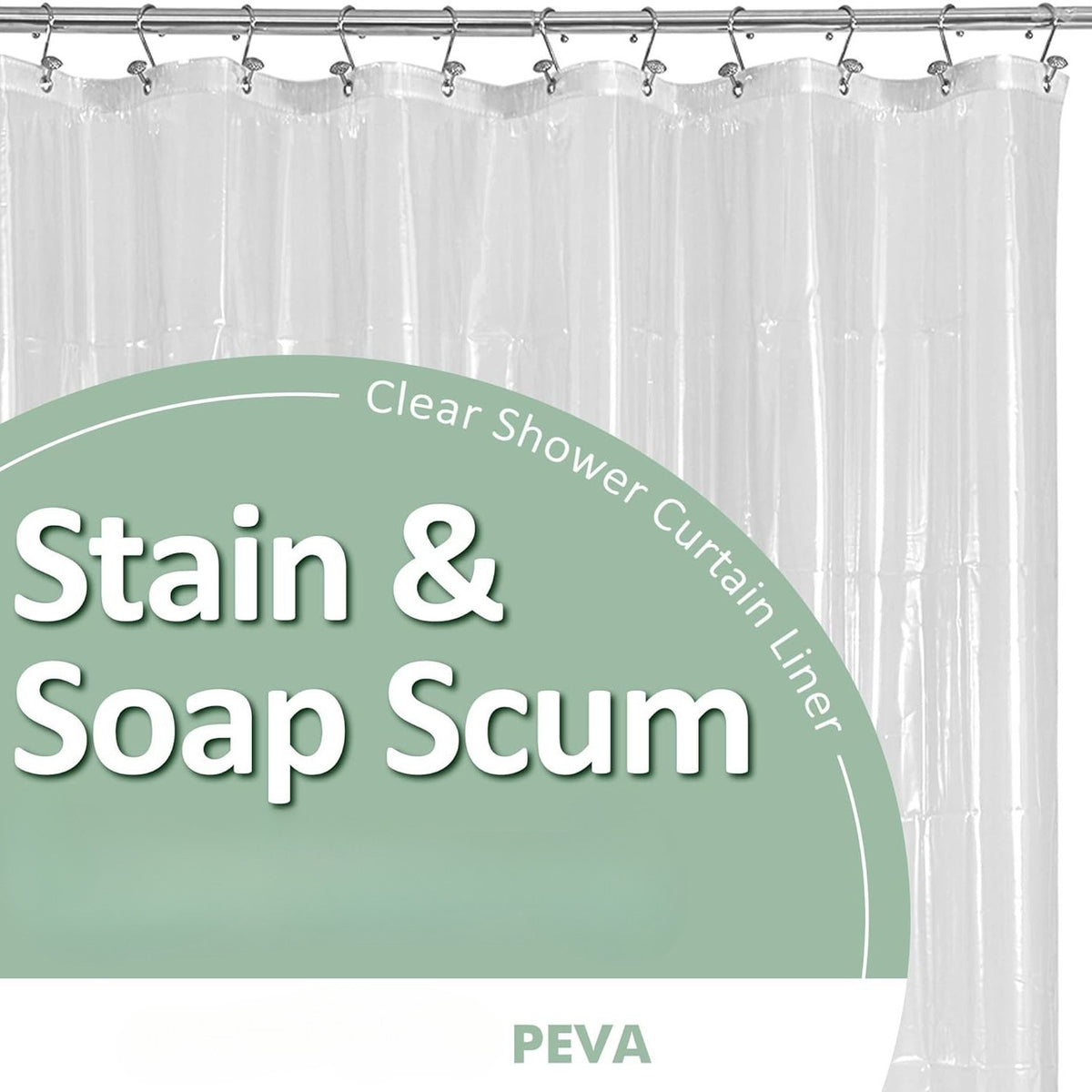 Heavy-Duty Clear PEVA Shower Curtain Liner with 3 Magnets - Waterproof &amp; Easy-Clean Bathroom Liner with Hooks