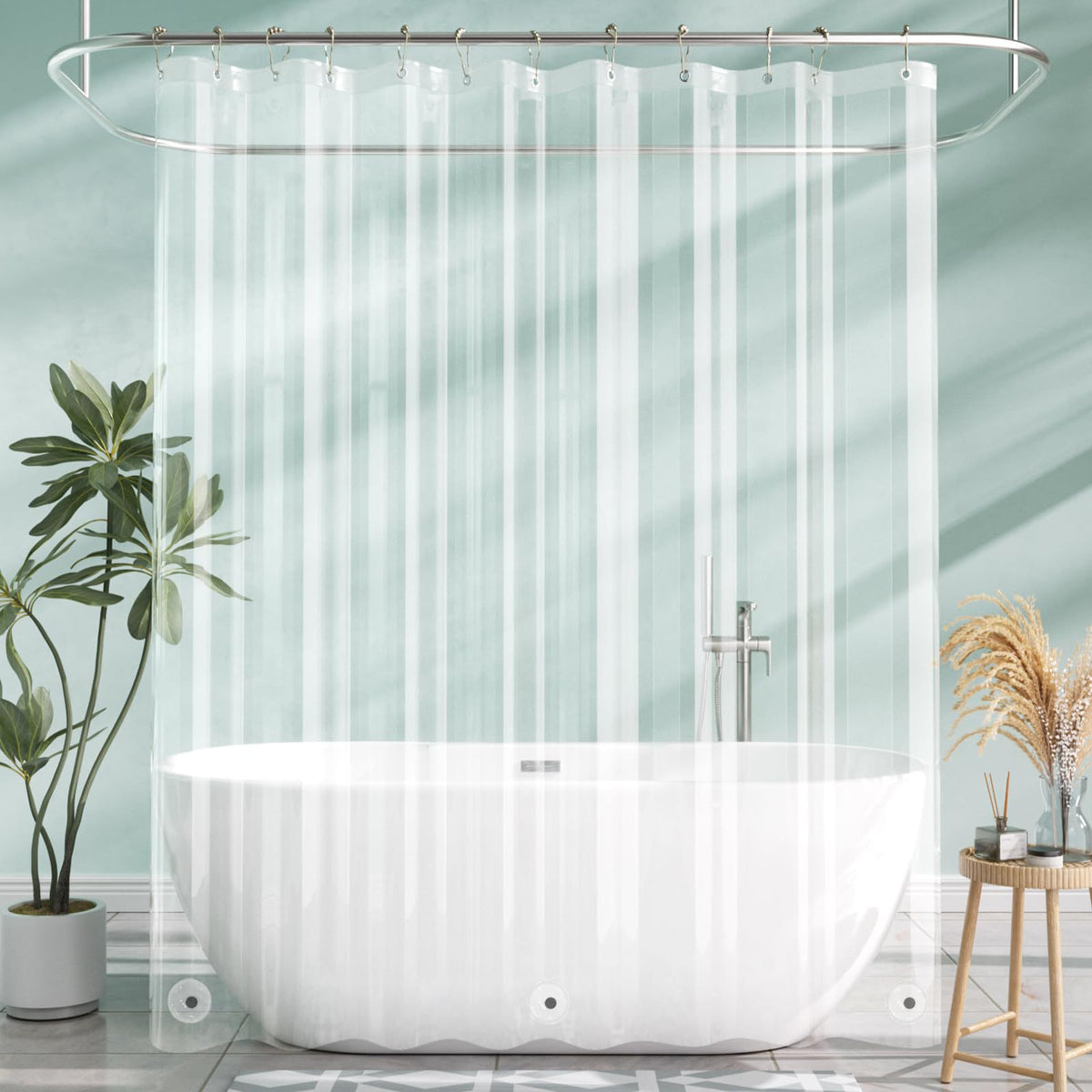 Heavy-Duty Clear PEVA Shower Curtain Liner with 3 Magnets - Waterproof & Easy-Clean Bathroom Liner with Hooks