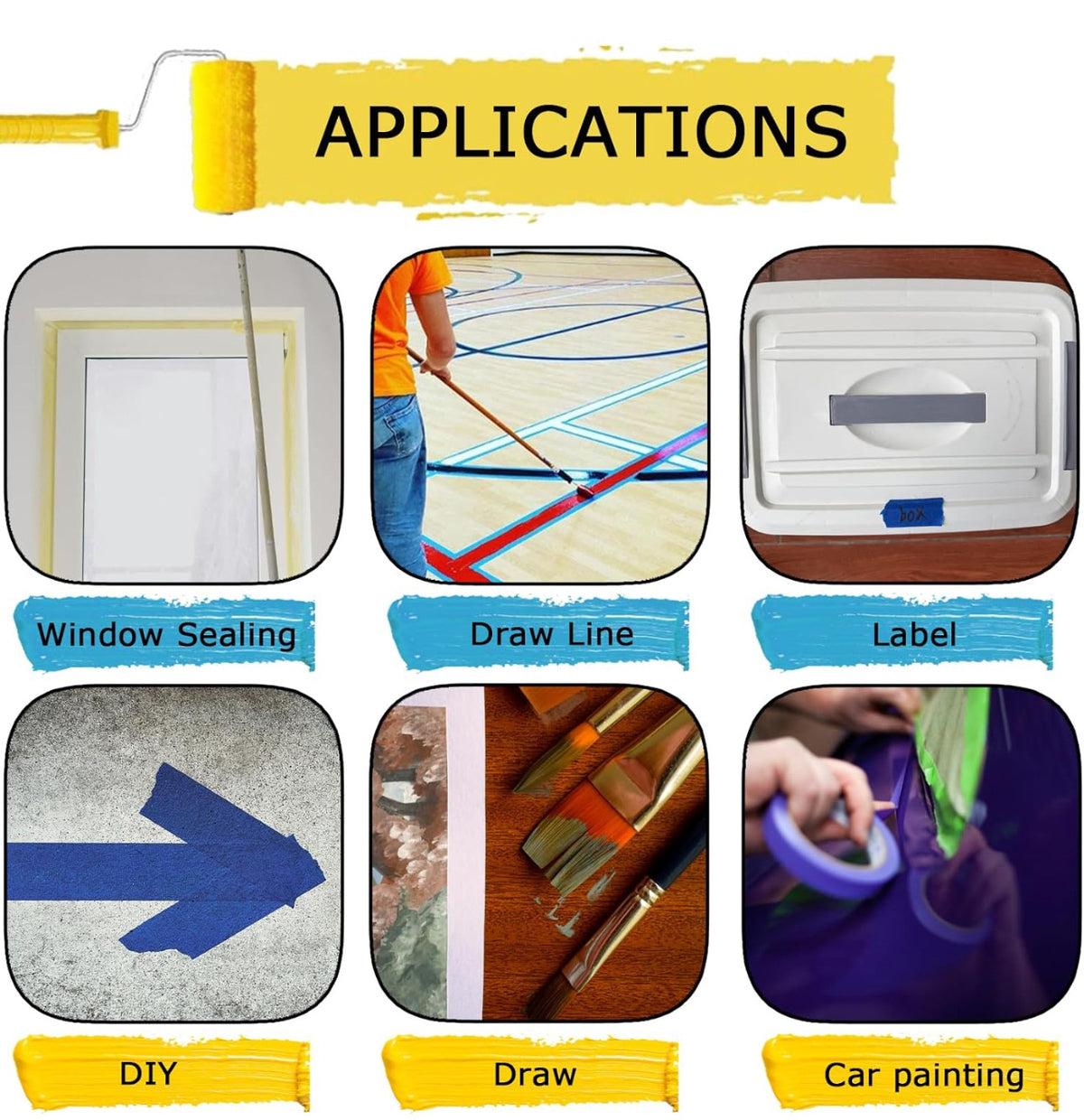 (10-Pack) Professional Blue Painter's Tape  - 14-Day Clean Removal, UV Resistant for Crisp Paint Lines