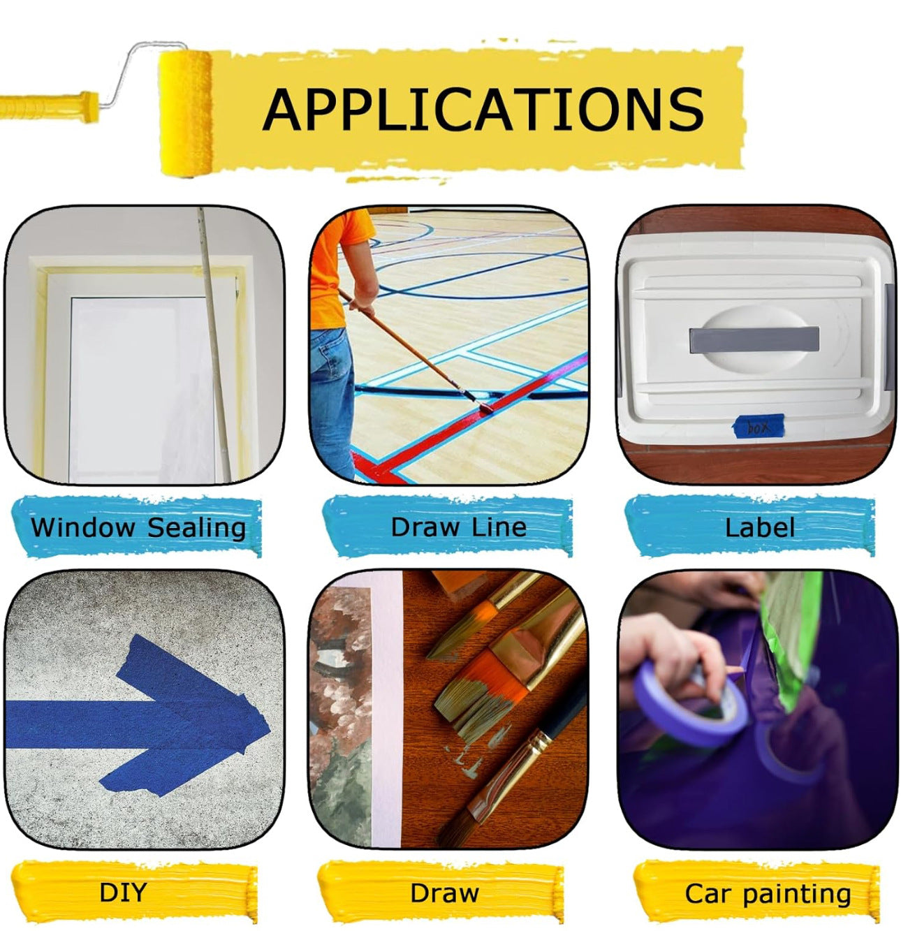 (10-Pack) Professional Blue Painter's Tape  - 14-Day Clean Removal, UV Resistant for Crisp Paint Lines