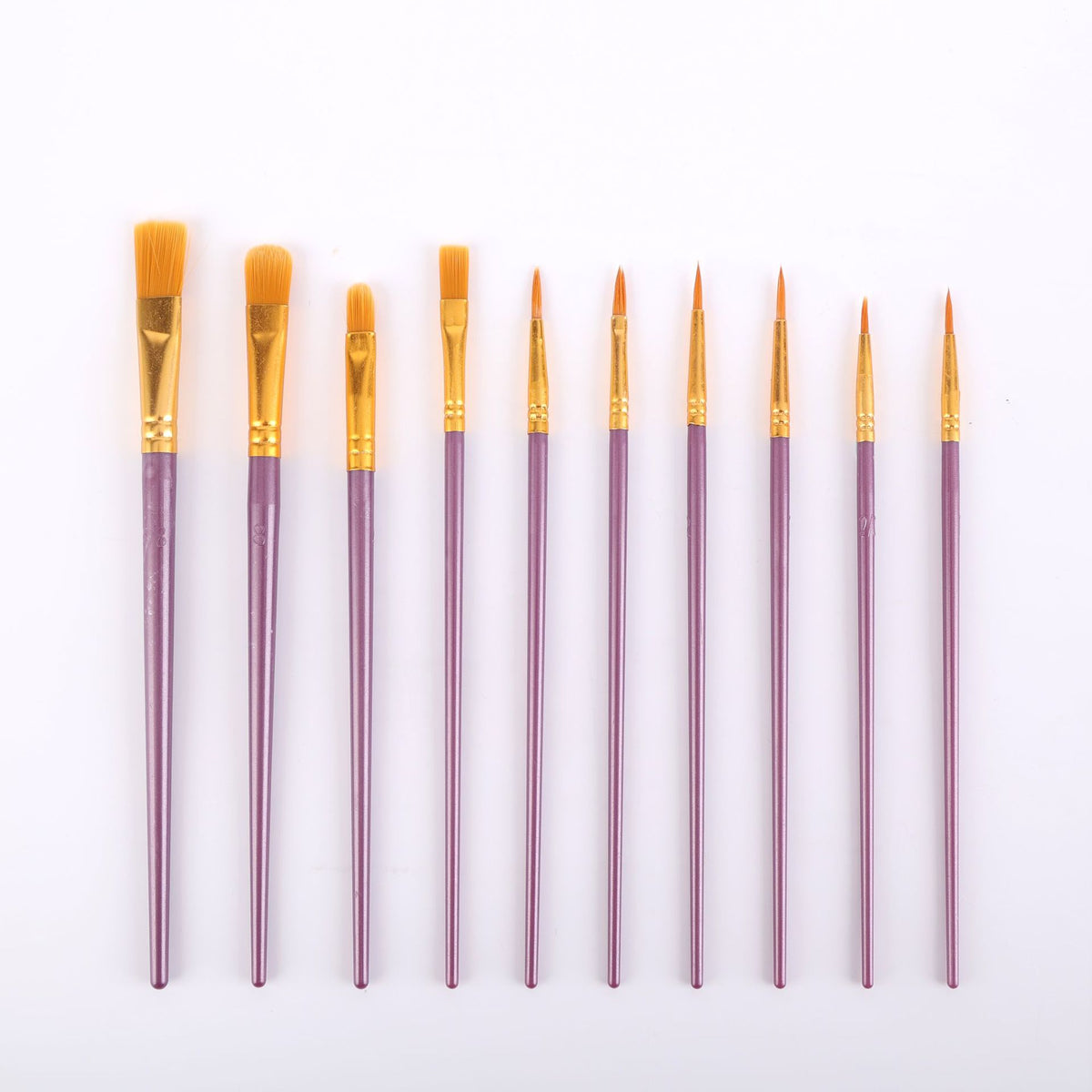 Purple Versatile 10-Piece Artist Paint Brush Set (10 Sets Included) - for Acrylic, Oil, Watercolor &amp; Gouache Painting