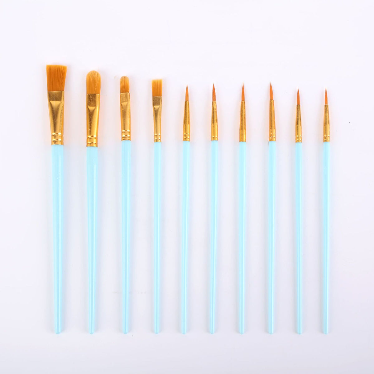 Blue Versatile 10-Piece Artist Paint Brush Set (10 Sets Included) - for Acrylic, Oil, Watercolor &amp; Gouache Painting