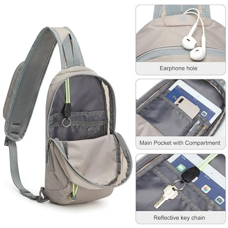 Green Lightweight Crossbody Sling Bag - Versatile Chest Daypack for Hiking, Travel & Daily Use