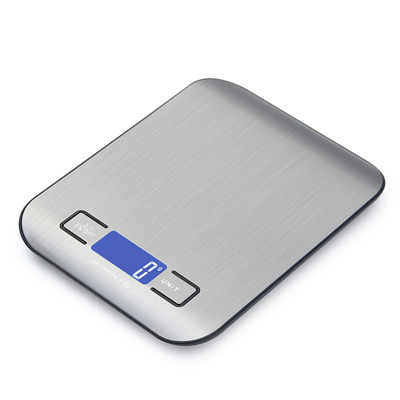Silver Ultra-Slim Rechargeable Digital Kitchen Scale - Stainless Steel Food &amp; Baking Scale with LCD Display (5kg/1g)