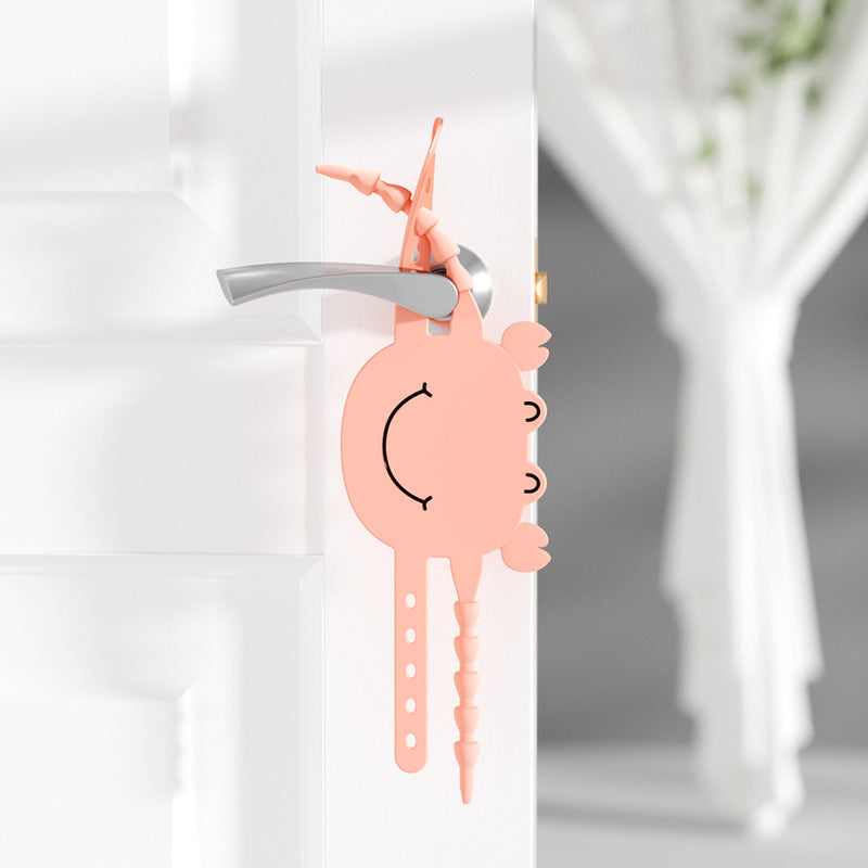 Pink (6-Pack) Cute Crab Door Slam Stopper Set- Silicone Anti-Pinch &amp; Quiet Latch Guard
