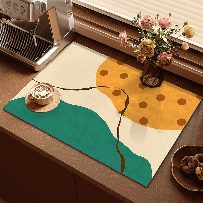 2-Piece Mountain Pattern Dopamine Drain Mat Set - 30x40cm Coffee Machine Mat, Bar Mat, Heat Resistant Kitchen Countertop Absorbent Mat