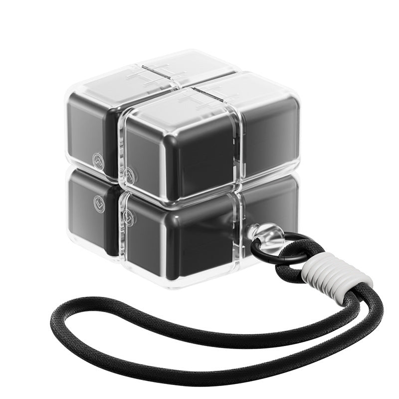 Black 8-Grid Magic Cube Pill Box with Lanyard - Portable Weekly Sealed Tablet Organizer &amp; Dispenser