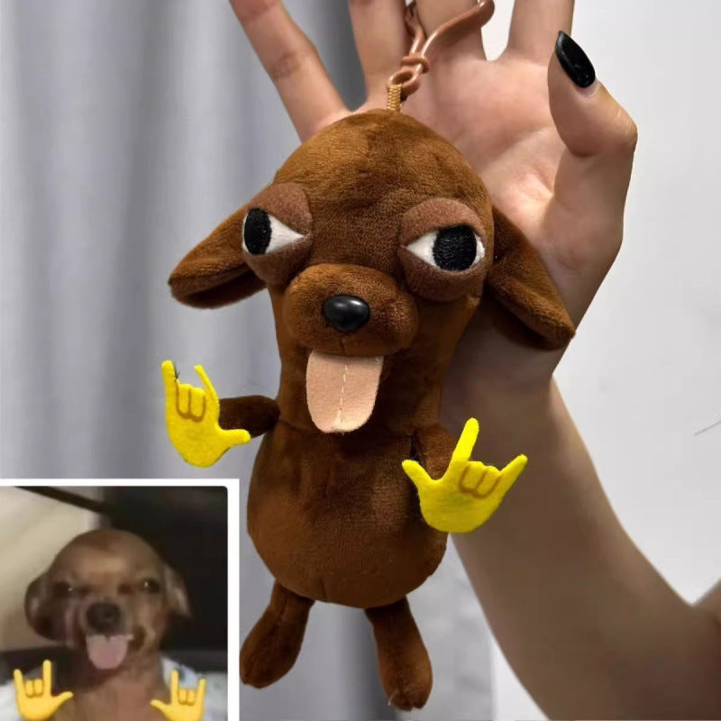 Abstract Chihuahua Plush Keychain - &quot;Evil&quot; Chihuahua Doll Backpack Charm, Collectible Gift for Friends 18x10x5cm