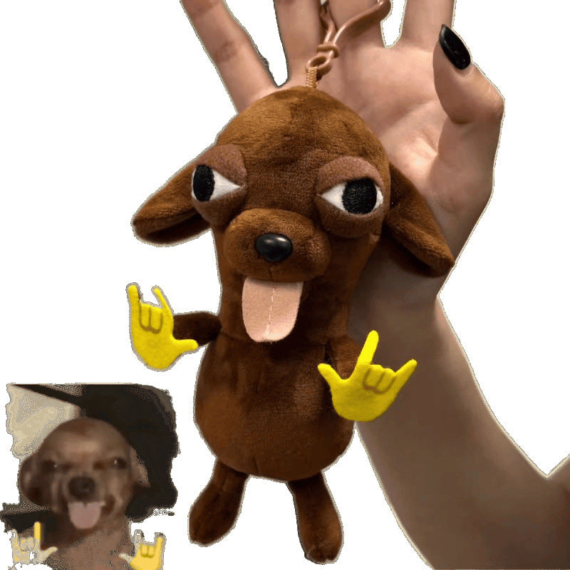 Abstract Chihuahua Plush Keychain - "Evil" Chihuahua Doll Backpack Charm, Collectible Gift for Friends 18x10x5cm