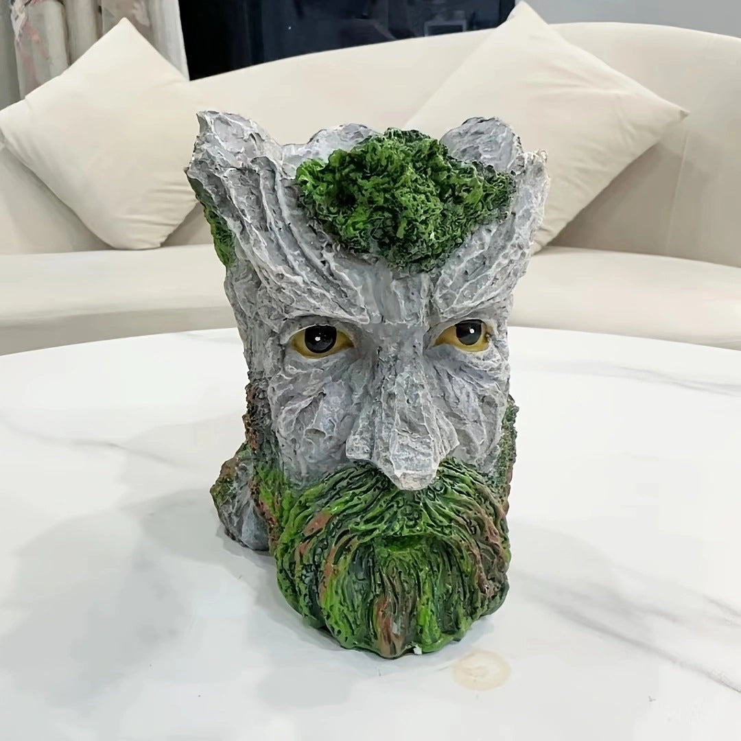 Bearded Old Man Resin Tree Stump Old Man Head Planter - Home &amp; Garden Decor, Outdoor Pot Ornament