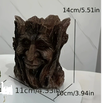 Resin Tree Stump Old Man Head Planter - Home & Garden Decor, Outdoor Pot Ornament