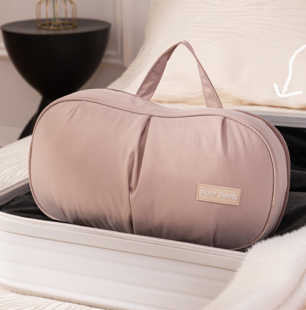 Pink Portable Underwear Travel Organizer Bag - Bra &amp; Lingerie Storage, Anti-Deformation Case for Business Trips