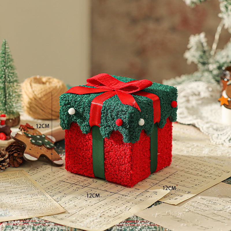 Green Red Butterfly Knot Style Premium 2-Piece Christmas Apple Gift Box Set - High-End Thick Flannel Festive Candy &amp; Present Boxes