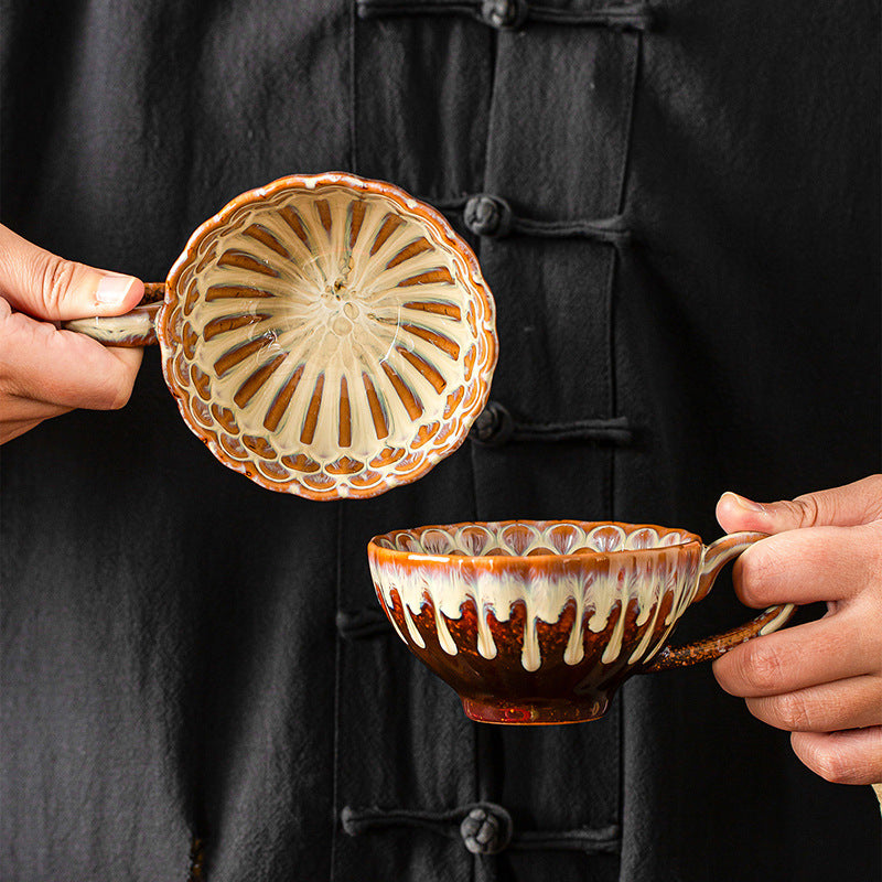 Beige-brown Creative Retro Kiln-Glazed Ceramic Cup - Exquisite Coffee &amp; Afternoon Tea Mug, Home Milk Cup, Unique Gift