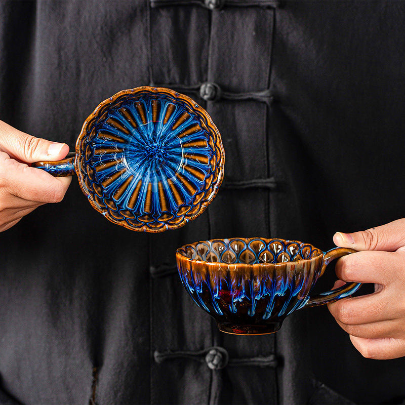 Blue-brown Creative Retro Kiln-Glazed Ceramic Cup - Exquisite Coffee &amp; Afternoon Tea Mug, Home Milk Cup, Unique Gift