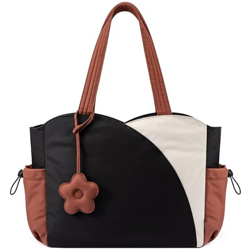 Brown Stylish 16-inch Women&#39;s Tote Bag - Teacher &amp; Nurse Puffer Work Bag, Travel &amp; Daily Handbag with Cup Holders