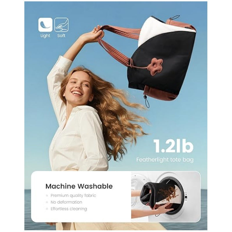 Pink Stylish 16-inch Women's Tote Bag - Teacher & Nurse Puffer Work Bag, Travel & Daily Handbag with Cup Holders