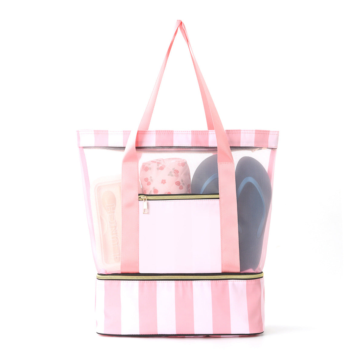 Pink 2-in-1 Large Capacity Beach Bag - Portable Swim &amp; Travel Tote with Insulated Cooler (45x17x40 cm)