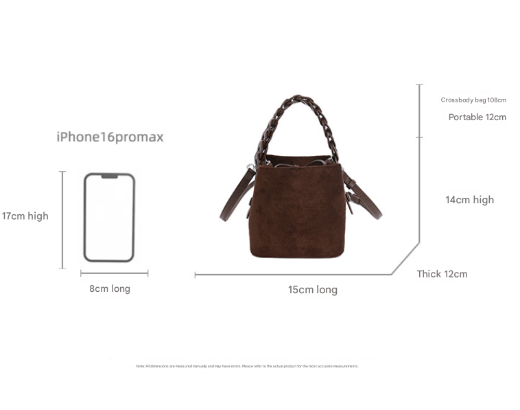 Red Retro Maillard Brown Mini Bag - 2025 New Casual Versatile Women's Crossbody & Exquisite Braided Handle Bucket Bag (15x12x14 cm)