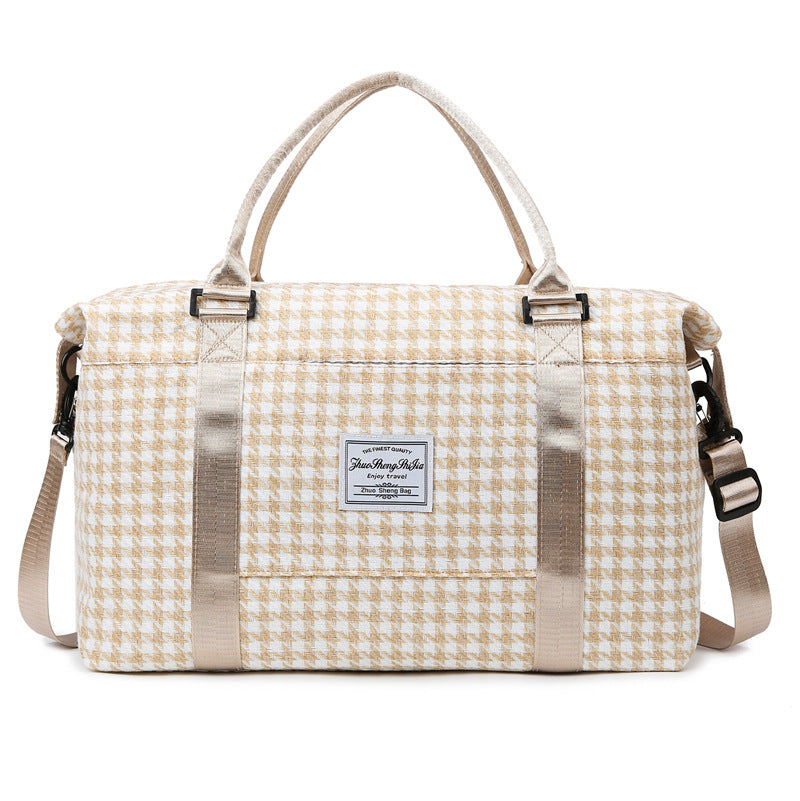Khaki Expandable Large Capacity Travel Bag - Short Trip Duffle with Trolley Sleeve, Maternity &amp; Gym Storage (47x17x30 cm)