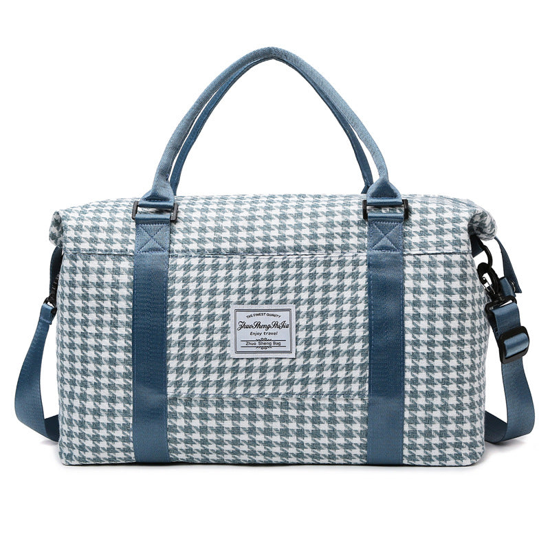 Blue Expandable Large Capacity Travel Bag - Short Trip Duffle with Trolley Sleeve, Maternity &amp; Gym Storage (47x17x30 cm)
