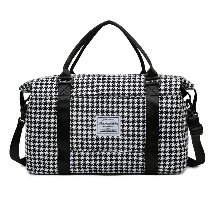 Black Expandable Large Capacity Travel Bag - Short Trip Duffle with Trolley Sleeve, Maternity &amp; Gym Storage (47x17x30 cm)