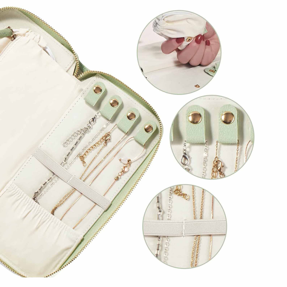 Pink Portable Travel Jewelry Organizer - Anti-Tangle Storage for Necklaces, Earrings, Rings & Bracelets (24.9x11.4 cm)