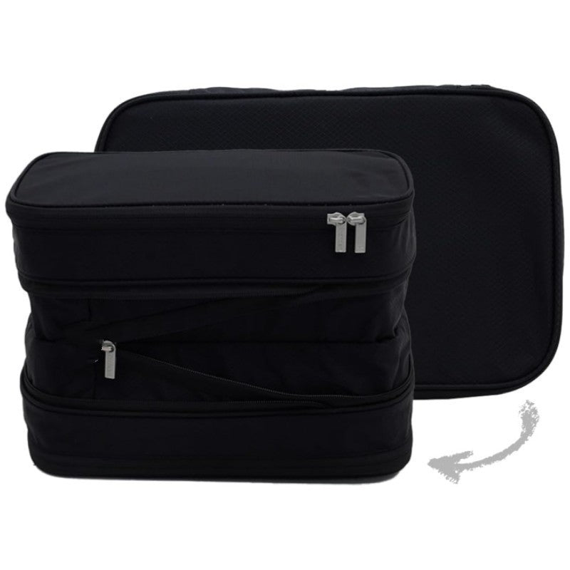 L Black Durable &amp; Expandable Travel Packing Cube - Tear-Resistant &amp; Water-Repellent Clothing Organizer with Double Zippers