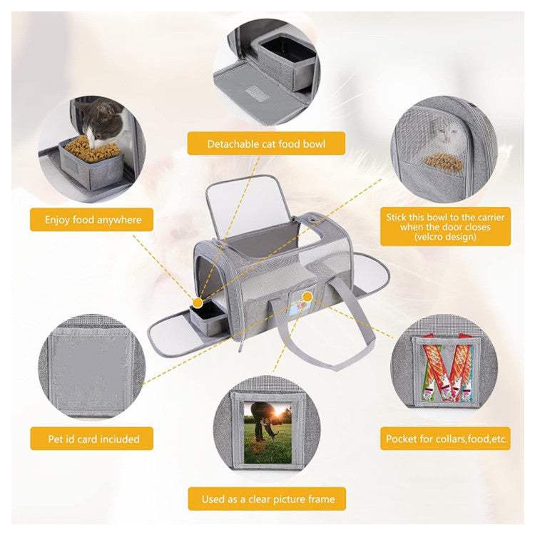 Pink Large Cat & Small Dog Carrier - Soft-Sided, Foldable & Breathable Pet Travel Bag (43x30x28 cm)