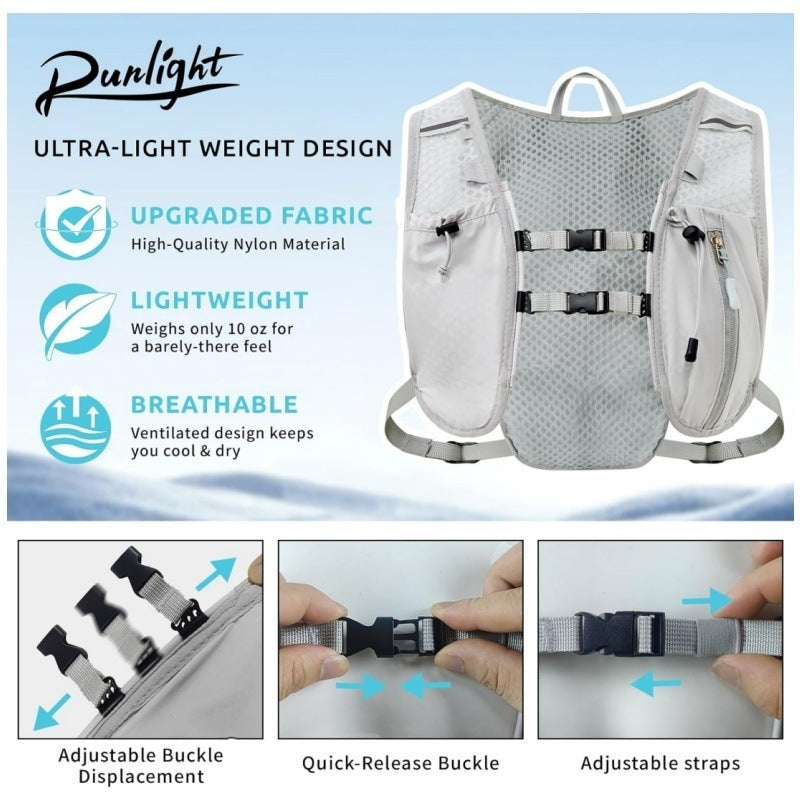 Grey Lightweight Hydration Backpack with 1.5L Water Bladder Compact Cycling Running Pack for Hiking and Outdoor Sports Ideal for Australian Adventures