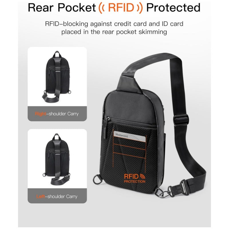 Black Modern Urban Sling Bag Crossbody Chest Pack with Quick Adjustable Strap Compact Daypack for Travel and Daily Commute