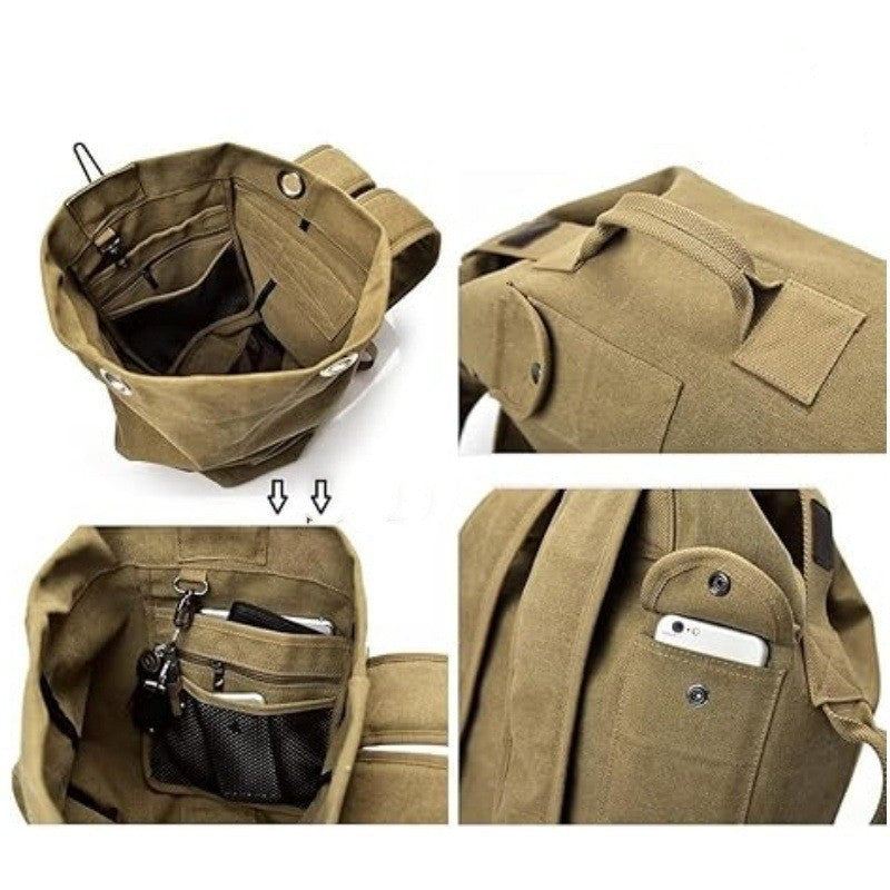 Green Vintage Canvas Backpack Large Capacity Rucksack for Travel and Hiking Rugged Retro Daypack for Men and Students Ideal for Australian Outdoors