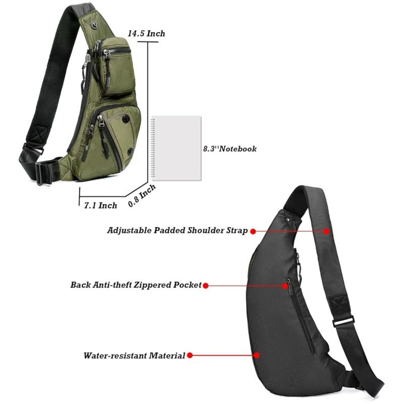 Black Tactical Style Sling Bag Crossbody Chest Pack Lightweight Daypack for Travel Hiking and Cycling Fits 8.3 Inch Notebook Ideal for Australian Outdoors