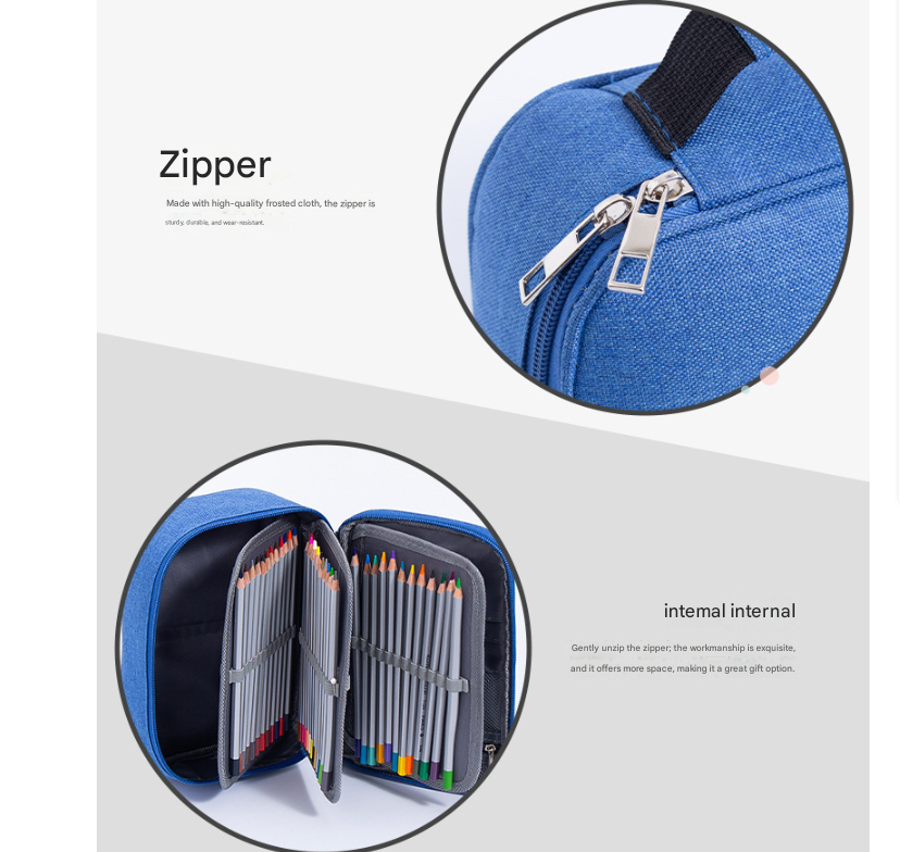 Grey Large Capacity 72-Slot Pencil Case - Multi-functional Oxford Cloth Storage for Students, Artists & Stationery (23x7x16 cm, 228g)