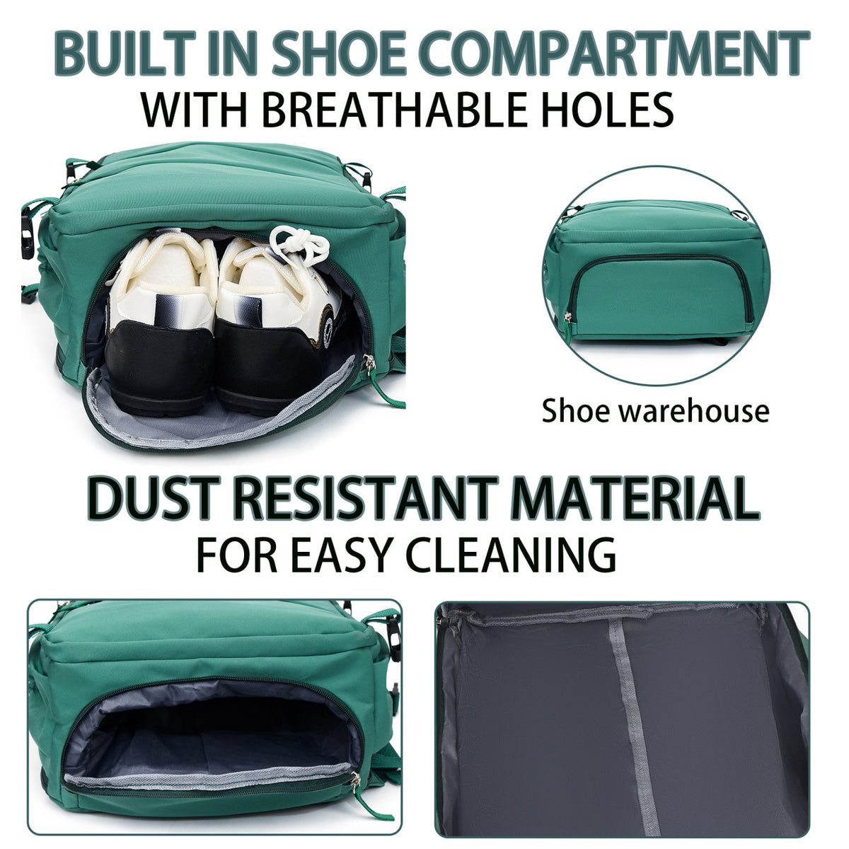 Light Green 25L Travel Laptop Backpack with Shoe Compartment 180 Degree Opening Carry On Rucksack Fits 14 Inch Laptop Ideal for Business and Weekends